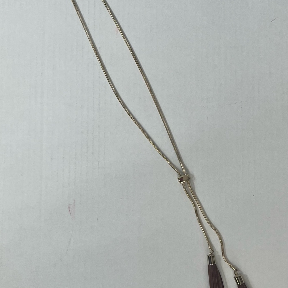 Chico's Gold Necklace with Purple Tassels